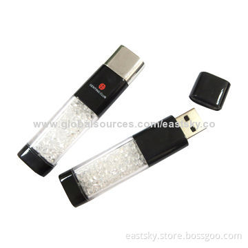 Crystal USB Flash Drive, 64MB to 32GB Memory Capacity, OEM Orders are Welcome, USB2.0 Interface